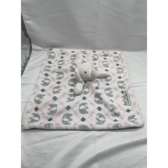 Blankets and Beyond Lovie Elephant White Gray Pink - Picture 5 of 7